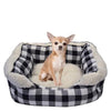 Animooos - Square Plush Pet Bed, Small, Check Pattern - 80-PBBX038S - Mounts For Less