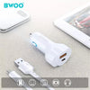 BWOO - Car Charger with 1 USB Port and 1 Type-C, DC 12-24V, 5V 2.4A Output, Flame Retardant Shell, White - 95-BO-CC58 - Mounts For Less