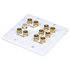 Banana binding post wall plate for 5.1 speakers GoldPlated/white - 07-0083 - Mounts For Less