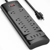 Bototek - Power Bar with 12-outlet, Surge Protector 2980 Joules, 4 USB Port, 6ft cord, Black - 95-YA18WS-10AU4U - Mounts For Less