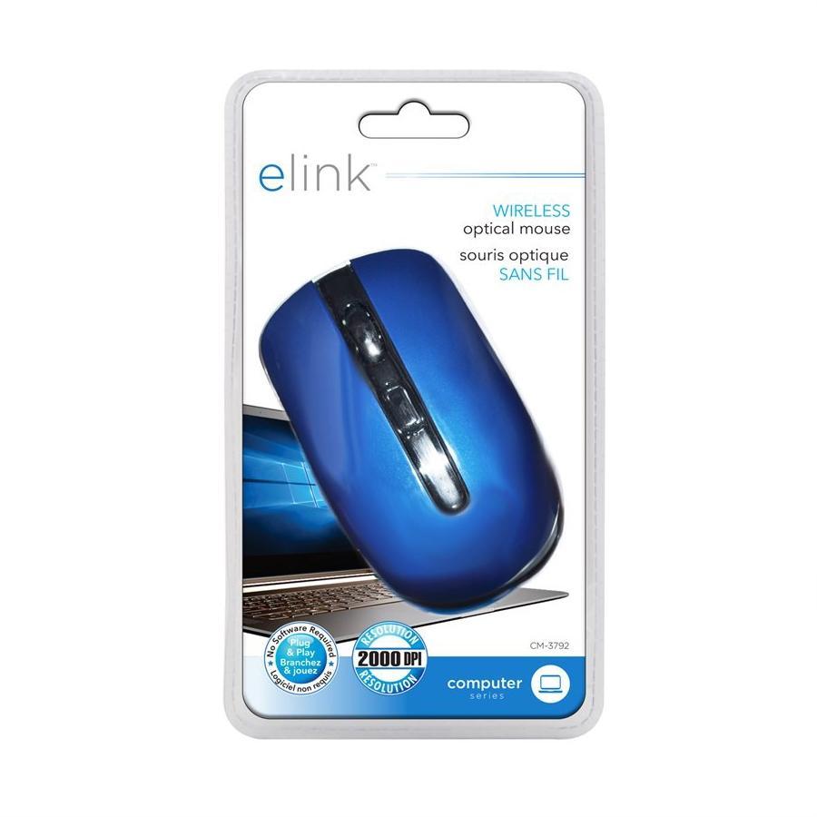 Elink CM-3792 - Wireless Optical Mouse, 2000 dpi, Blue - 80-CM-3792 - Mounts For Less