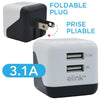 Elink EK855 Universal USB Charger 2 Port USB 3.1A White - 80-EK855 - Mounts For Less