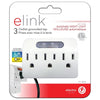Elink EL-4522 - 3-outlet Wall Power Strip with Automatic Night Light, White - 80-EL-4522 - Mounts For Less