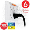 Elink EL-4523 - 6-outlet Wall Power Strip with Automatic Night Light, White - 80-EL-4523 - Mounts For Less