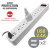 Elink EL458 - 6-Outlet Surge Protector with 2 USB 2.4A Ports, 300 Joules, White - 80-EL458 - Mounts For Less