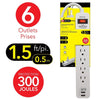 Elink EL458 - 6-Outlet Surge Protector with 2 USB 2.4A Ports, 300 Joules, White - 80-EL458 - Mounts For Less