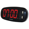 Escape ALCK162 Digital alarm clock with 2 x 2amp usb charge ports Black - 60-0309 - Mounts For Less