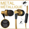 Escape Platinum EHP092 Hands-free Metal Earphones with Microphone Gold - 80-EHP092 - Mounts For Less