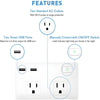 Etekcity - Wall Outlet Surge Protector, 2 Sockets and 2 USB 3.1A Ports, White - 98-P-EW1-22 - Mounts For Less