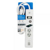 GE - Surge Protector with 4 Sockets and 2 USB Ports, 3 Feet Cable, White - 98-P-GE10589 - Mounts For Less