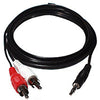 GlobalTone Audio Cable 3.5mm jack to 2 RCA Stereo Black 12 ft - 50-0010 - Mounts For Less