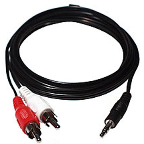 GlobalTone Audio Cable 3.5mm jack to 2 RCA Stereo black 3 ft - 50-0009 - Mounts For Less