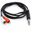 GlobalTone Stereo Cable 6.3mm (1/4 '') Male to 2 RCA Male 15 cm Black - 95-01389 - Mounts For Less