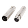 GlobalTone XLR Female to Male XLR 3 Pin Microphone Plug Adapter Silver - 95-03044 - Mounts For Less
