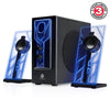 Gogroove Basspulse 2.1 Computer Speakers with LED Glow Lights and Powered Subwoofer Blue GGBP000100BKUS - 78-120779 - Mounts For Less