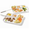 Gourmet - Set of 2 Porcelain Fondue and Appetizer Plates, 10.5" x 8.5", White - 65-218316 - Mounts For Less