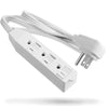 Grounded Extension Cord 6 ft, 3 Outlet, 16 AWG White - 98-PB02FLATWRA - Mounts For Less