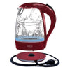 Hauz Blue AGK76R LED Illuminated Red Glass Kettle 7 Cups 1.7 Liters - - Mounts For Less