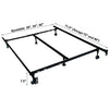 IFDC - Bed Base Heavy-Duty Metal with Casters for Single, Double or Queen Size Adjustable Width 39", 54" and 60" - 53-IF-16F - Mounts For Less