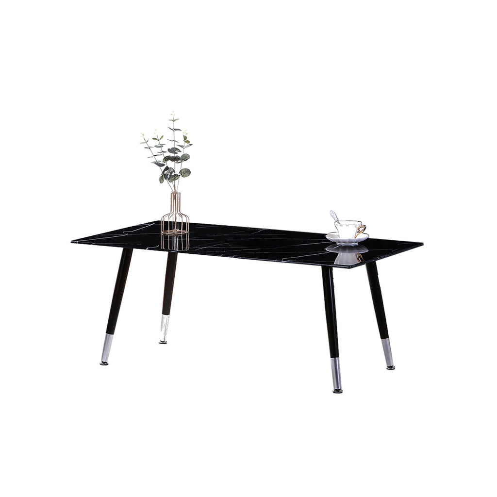 IFDC - Coffee Table with Glass Top and Metal Base, 44''x22''x18 '', Black Marble Pattern - 53-IF-2581 - Mounts For Less