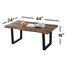 IFDC - Coffee Table with Metal Legs, 44" x 24" x 18", Brown Wood Pattern - 53-IF-2690-CT - Mounts For Less