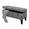 IFDC - Padded Bench with Storage, 32" x16" x18", Gray Writing Pattern Fabrics - 53-IF-6244 - Mounts For Less