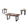 IFDC - Set of 1 Coffee Table and 2 Side Tables, Metal Legs, Brown Wood Pattern - 53-IF-2690 - Mounts For Less
