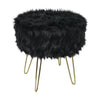 ITY International - Fluffy Ottoman/Footstool with Metal Base, 14.5'' x 16'', Black - 64-60293BK - Mounts For Less