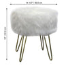 ITY International - Fluffy Ottoman/Footstool with Metal Base, 14.5'' x 16'', White - 64-60293WH - Mounts For Less
