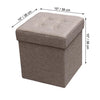 ITY International - Foldable Fabric Ottoman/Footrest with Storage, 15" x 15" x 15", Beige - 64-60057 - Mounts For Less