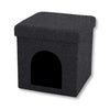ITY International - Foldable Ottoman/Footrest with Pet Hideout, 15"x15"x15", Black - 64-60208BK - Mounts For Less