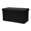 ITY International - Large Plush Fabric Foldable Ottoman/Footrest with Storage, 30" x 15" x 15", Black - 64-60062BK - Mounts For Less