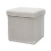 ITY International - Plush Fabric Foldable Ottoman/Footrest with Storage, 15" x 15" x 15", White - 64-60061WH - Mounts For Less