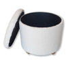 ITY International - Round Ottoman/ Footstool with Storage, Plush Fabric, 18" x 16", White - 64-60060WH - Mounts For Less