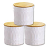 ITY International - Set of 3 Airtight Ceramic Storage Jars with Bamboo Lid, Size Small, White - 64-B514SX3 - Mounts For Less
