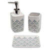 ITY International - Set of 3 Pieces of Bathroom Accessories, Made of Ceramic, White and Grey - 64-70083SET - Mounts For Less