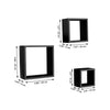 ITY International - Set of 3 Square Wooden Shelves, Black - 64-015BK - Mounts For Less