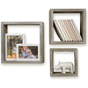 ITY International - Set of 3 Square Wooden Shelves, Taupe Grey - 64-015DG - Mounts For Less