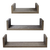 ITY International - Set of 3 Wooden Wall Shelves, Taupe Grey - 64-109DG - Mounts For Less