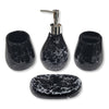ITY International - Set of 4 Pieces of Bathroom Accessories, Made of Ceramic, Black Marble Pattern - 64-70076SET - Mounts For Less