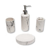 ITY International - Set of 4 Pieces of Bathroom Accessories, Made of Ceramic, White Marble Pattern - 64-70075SET - Mounts For Less