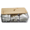ITY International - Storage Box with Bambou Lids, 3 Compartments, 9.45" x 3.34" x 2.75", Clear - 64-10323 - Mounts For Less