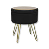ITY International - Velvet Ottoman / Footstool with Storage and Tray, Metal Base, Black - 64-60291BK - Mounts For Less