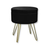 ITY International - Velvet Ottoman / Footstool with Storage and Tray, Metal Base, Black - 64-60291BK - Mounts For Less