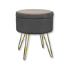 ITY International - Velvet Ottoman / Footstool with Storage and Tray, Metal Base, Grey - 64-60292G - Mounts For Less