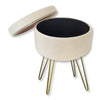 ITY International - Velvet Ottoman / Footstool with Storage and Tray, Metal Base, White - 64-60291WH - Mounts For Less
