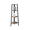 Jessar - Corner Shelving Unit with 4 Shelves, Metal Frame, From the Guilia Collection, Brown - - Mounts For Less
