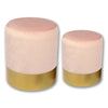 Jessar - Ottoman / Footstool, Round, From the Lounge Collection, Set of 2, Pink Velvet - - Mounts For Less