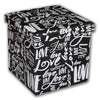Jessar - Ottoman / Footstool with Storage, Cubic, From the Love Collection, Writing Motif - - Mounts For Less