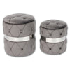 Jessar - Round Ottoman / Footstool with Storage, From the Baron Collection, Set of 2, Gray Velvet - 76-6-01533 - Mounts For Less